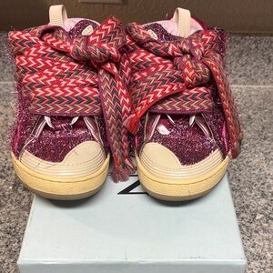 Lanvin Pink and Red Sparkly Sneakers